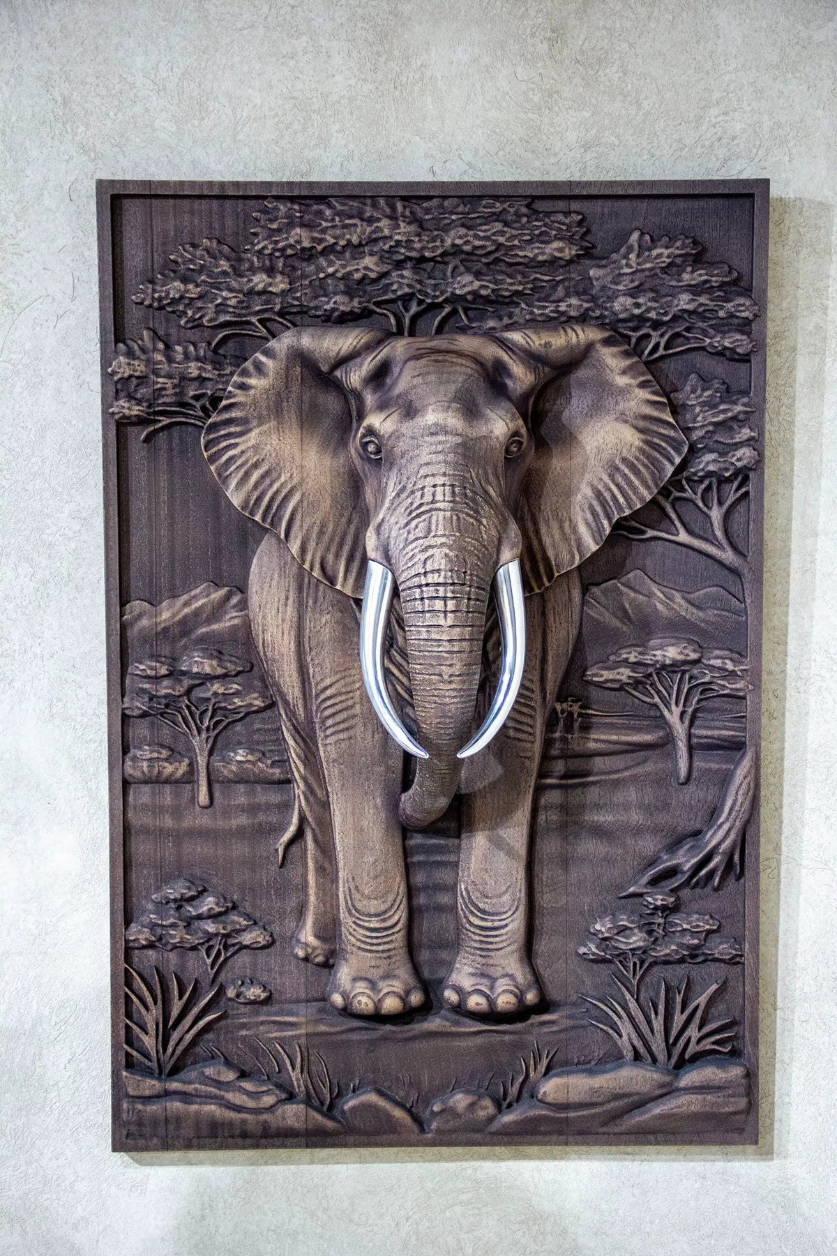 Majestic African Elephant 3D Relief Wood Wall Art, photo 12 of 18