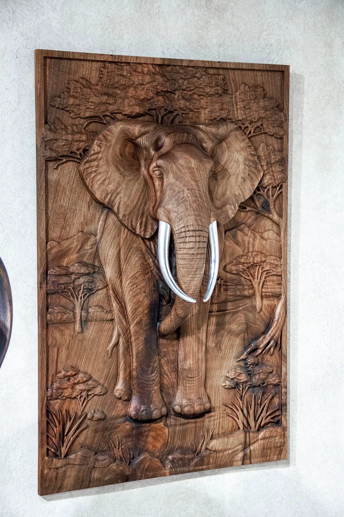 Majestic African Elephant 3D Relief Wood Wall Art, photo 4 of 18