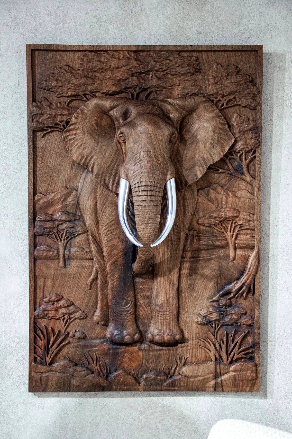 Majestic African Elephant 3D Relief Wood Wall Art, photo 2 of 18