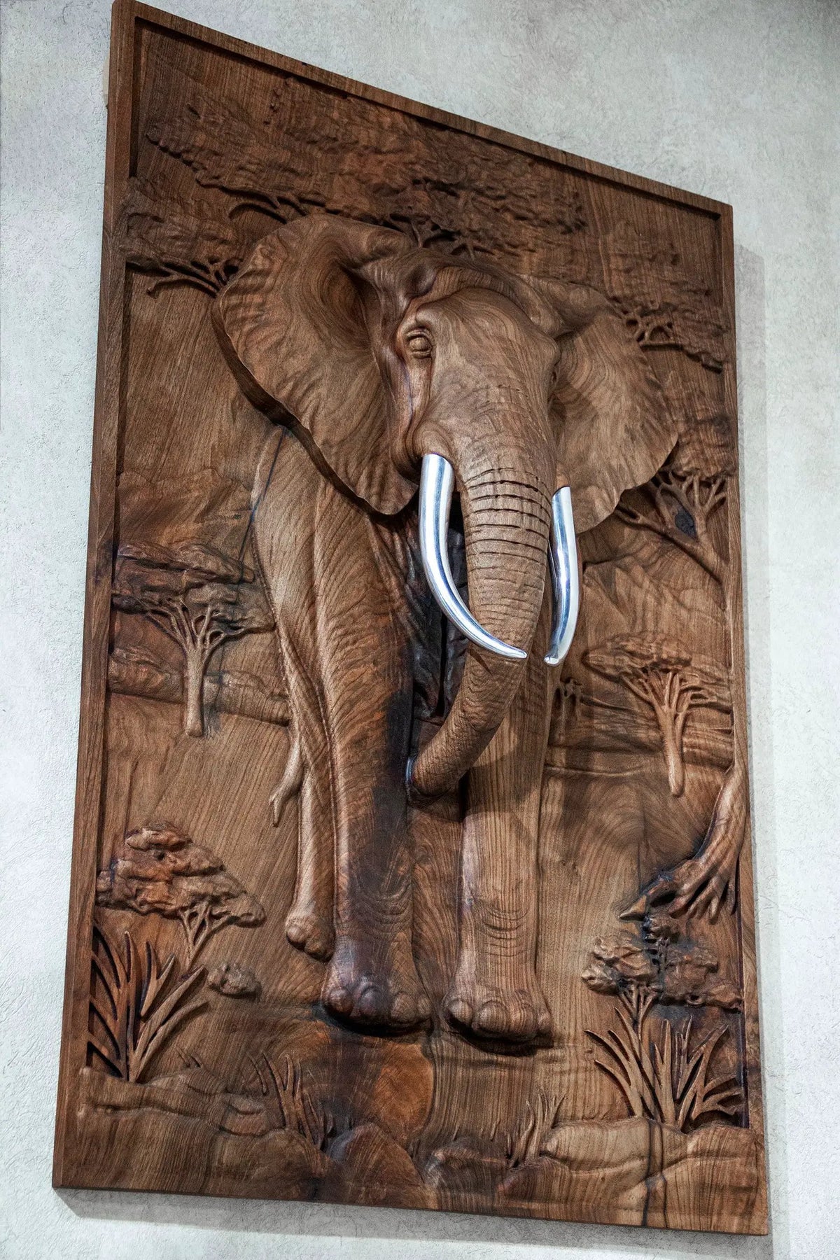 Majestic African Elephant 3D Relief Wood Wall Art, photo 3 of 18