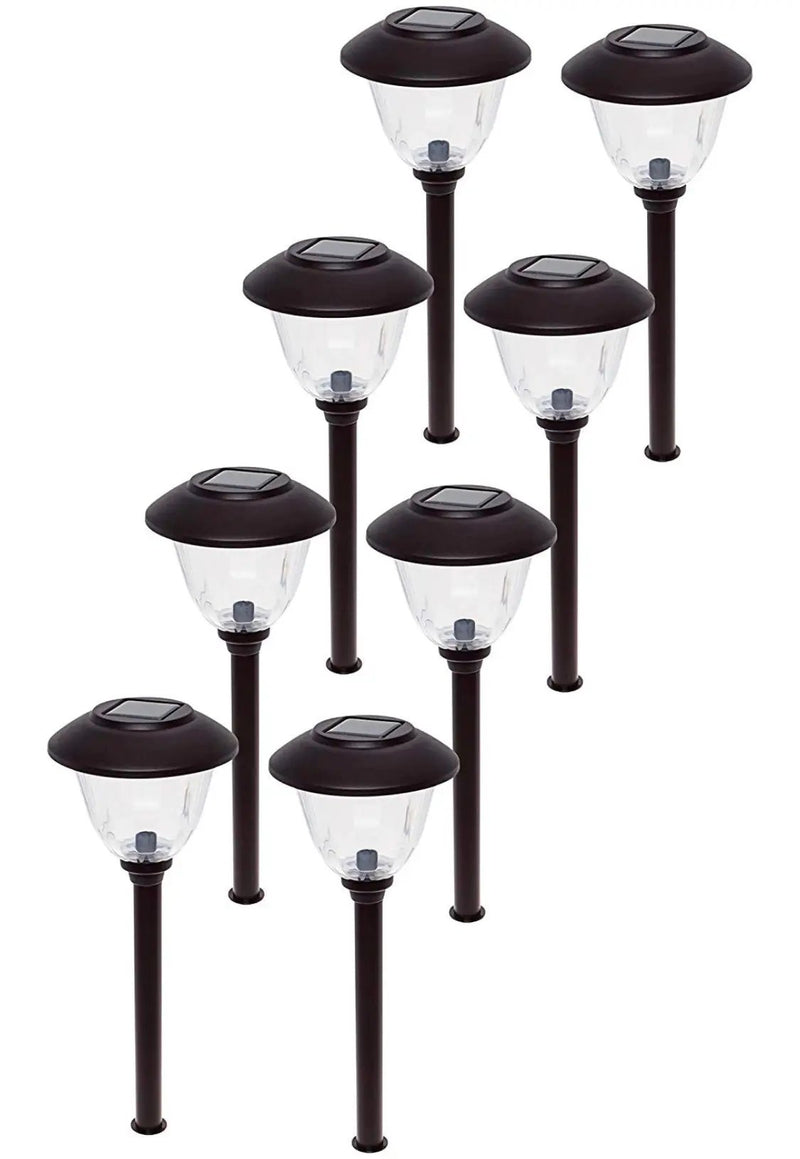 Energizer 8 Pack Solar Pathway LED Lights Outdoor-Stainless Steel -15 Lumen( Black ) by Outdoor Solar Outlet