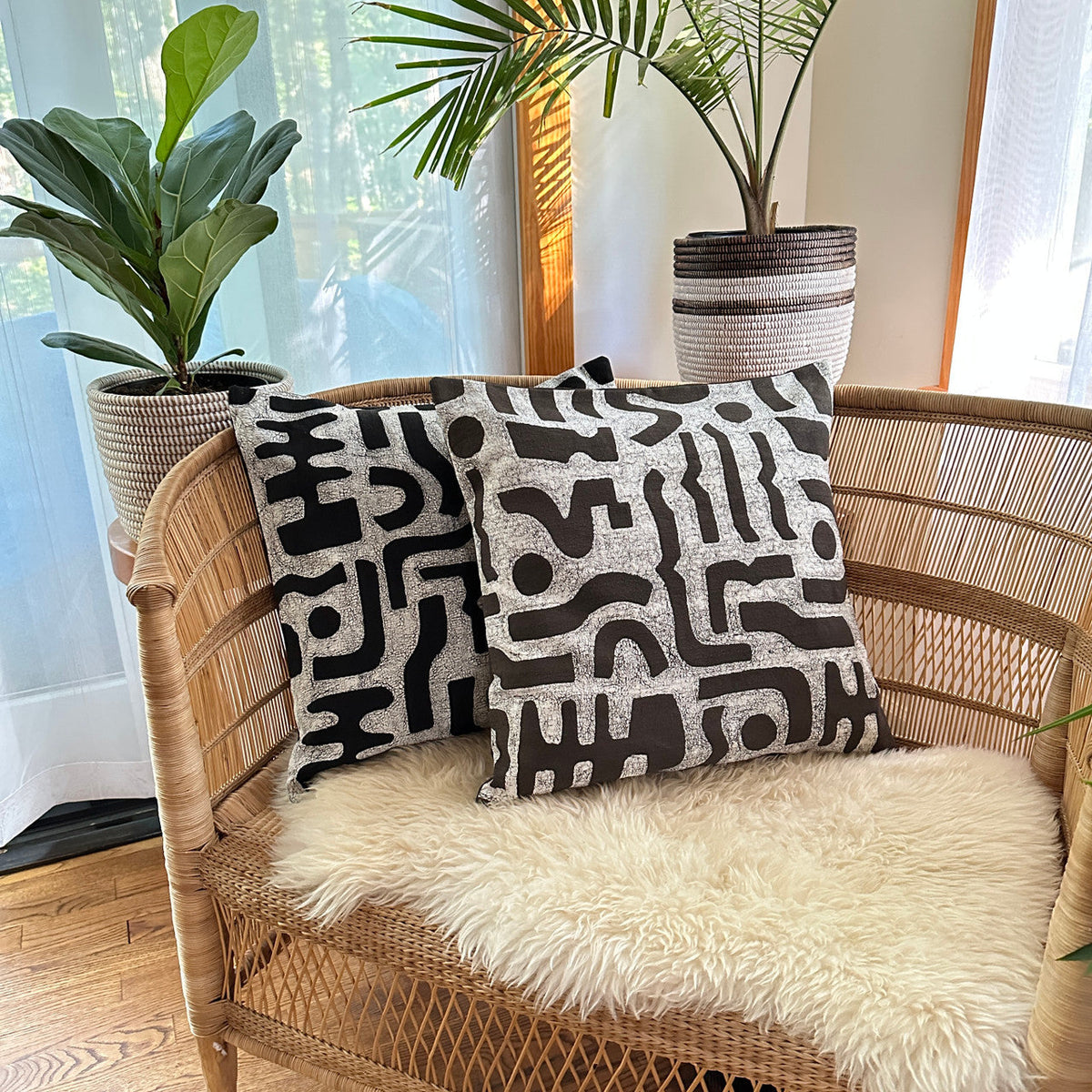 Black + White Bogo Marks Pillow Cover, photo 3 of 4