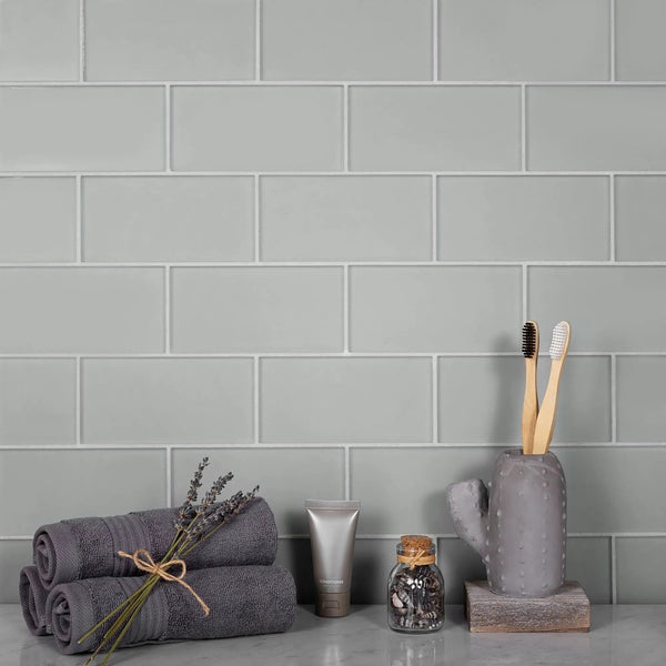 Gray 3x6 Matte Subway Glass Tile (40 pack, 5 sq ft/case), photo 2 of 11