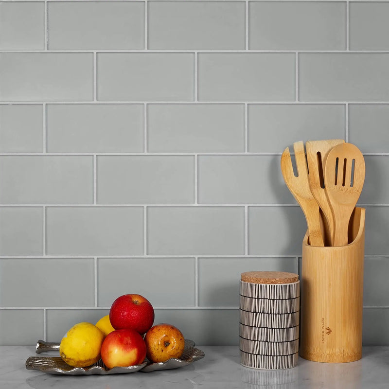 Gray 3x6 Matte Subway Glass Tile (40 pack, 5 sq ft/case) by Apollo Tile