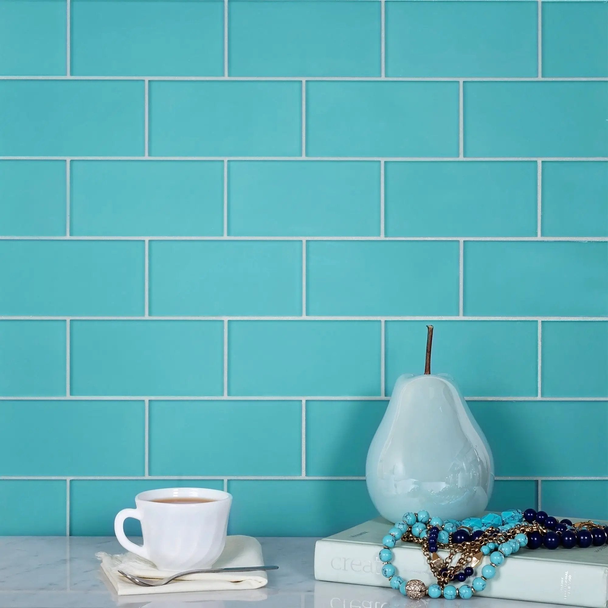 Sky Blue 3x6 Matte Subway Glass Tile (40 pack, 5 sq ft/case) by Apollo Tile