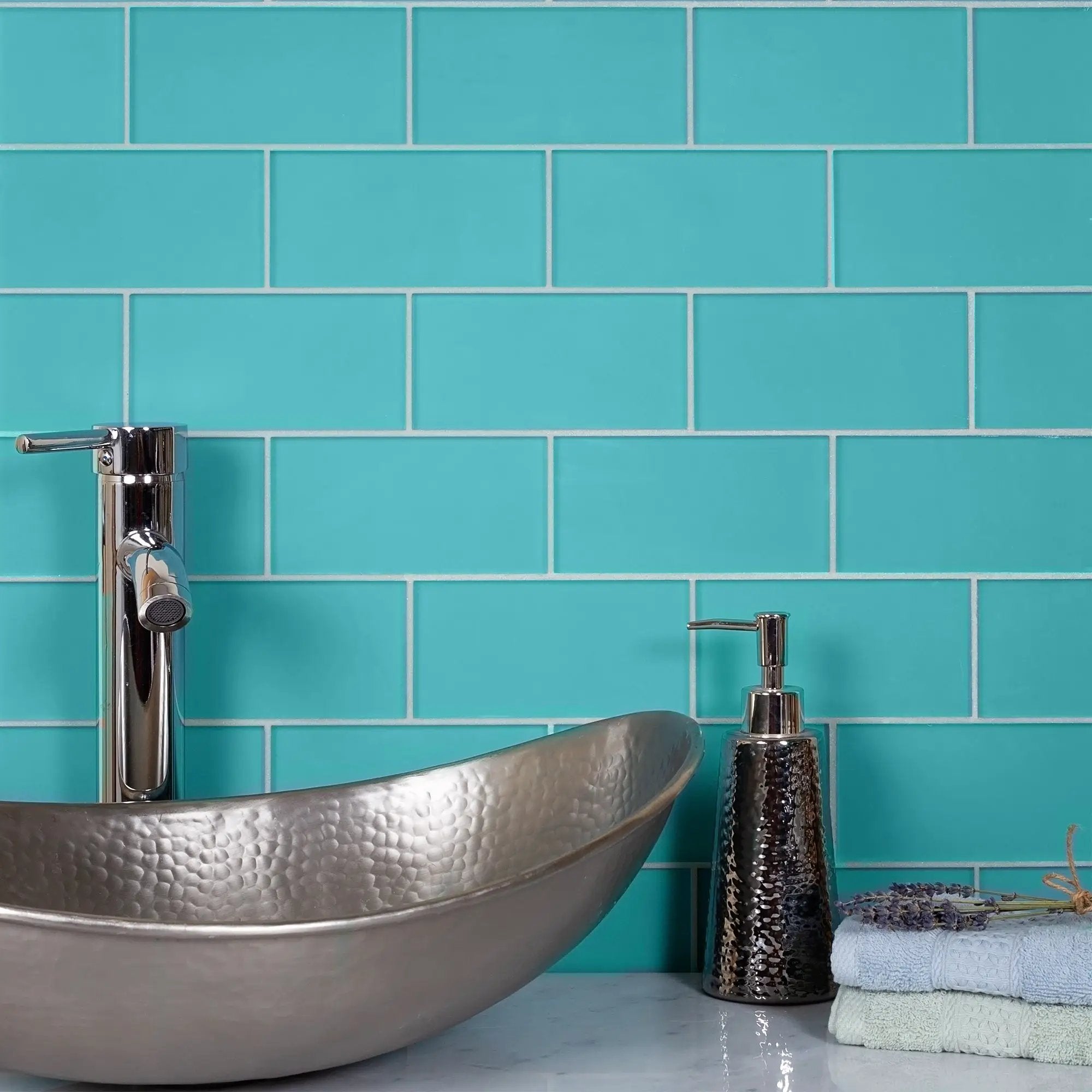 Sky Blue 3x6 Matte Subway Glass Tile (40 pack, 5 sq ft/case) by Apollo Tile