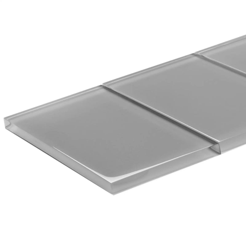 Gray 3x6 Glossy Subway Glass Tile (40 pack, 5 sq ft/case) by Apollo Tile