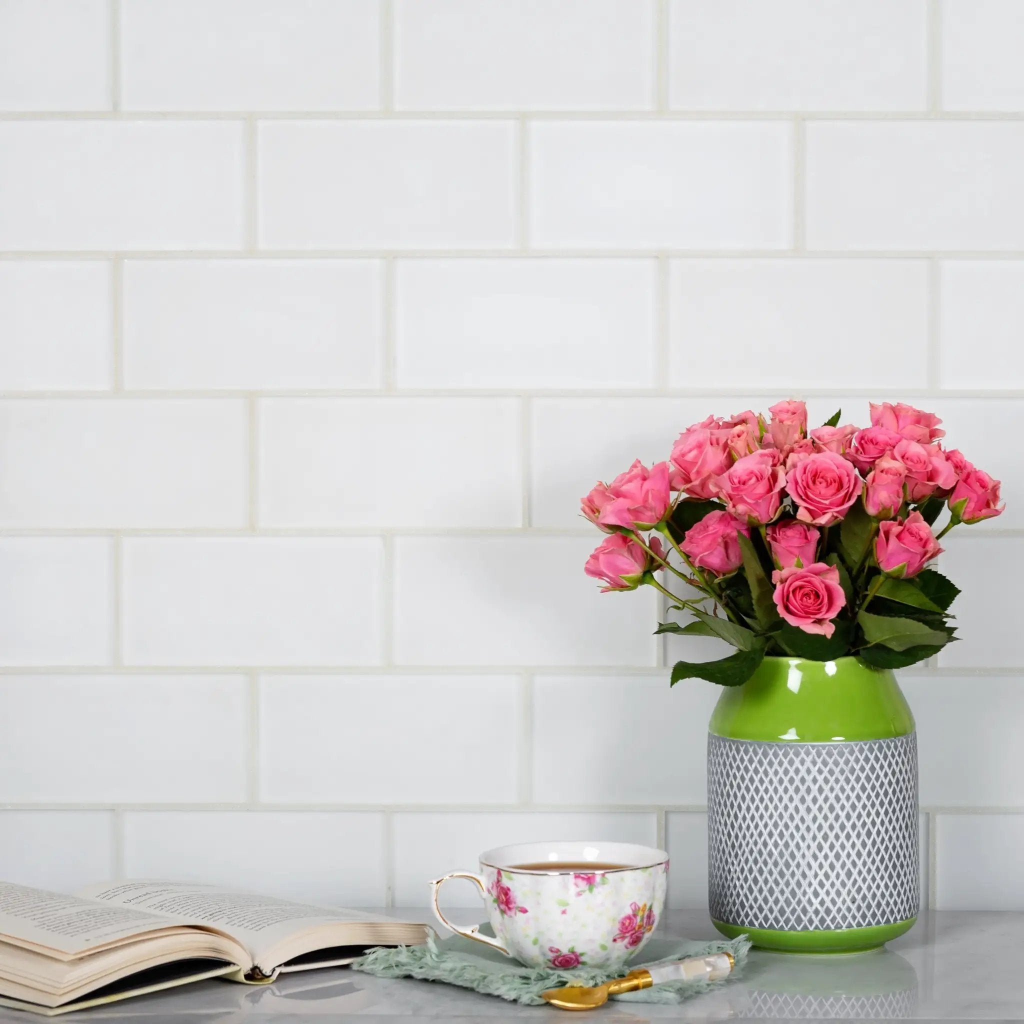 White 3x6 Matte Subway Glass Tile (40 pack, 5 sq ft/case) by Apollo Tile