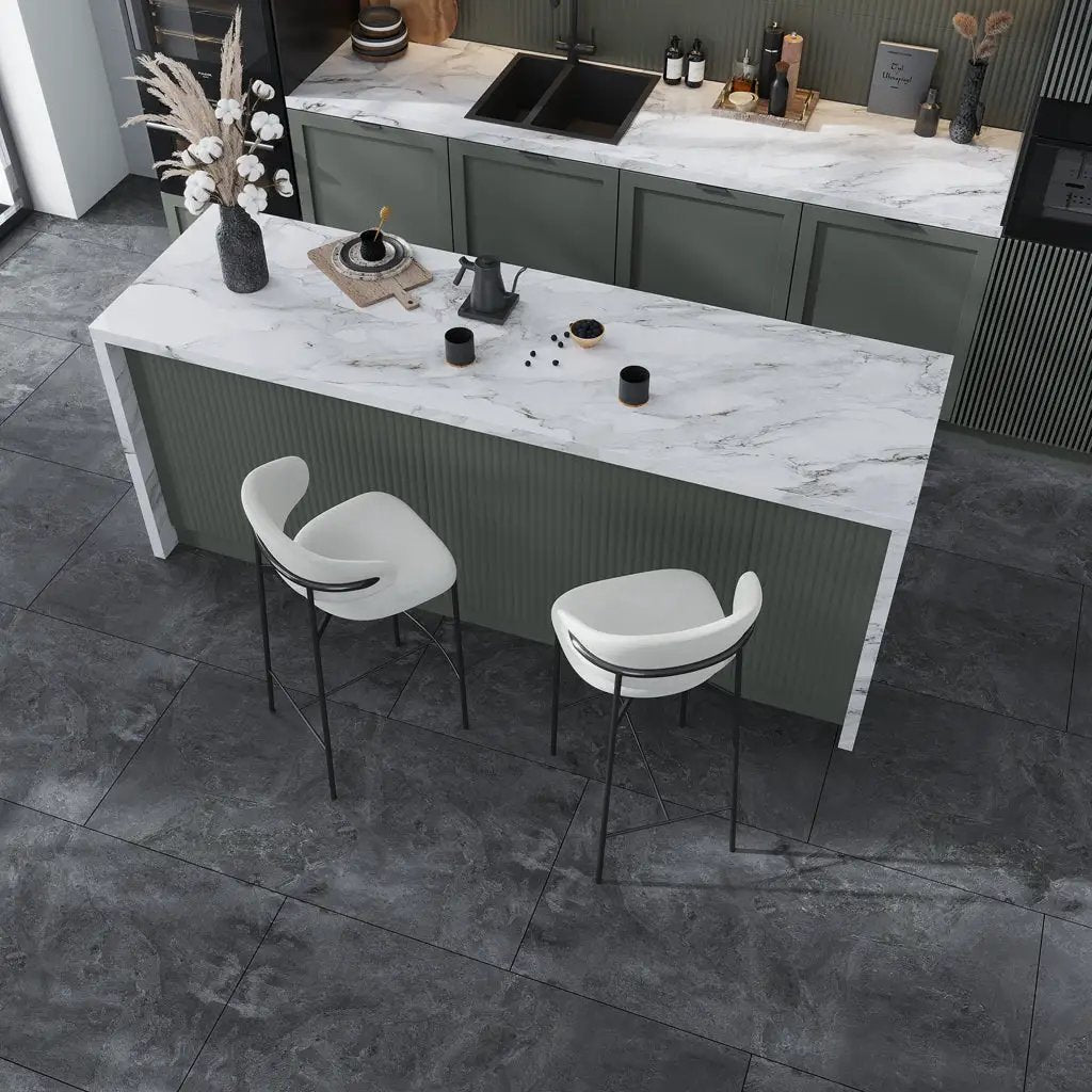 Slate Black 24x48 Matte Porcelain Large Format Tile (2 pack, 15.55 sq ft/case) by Apollo Tile