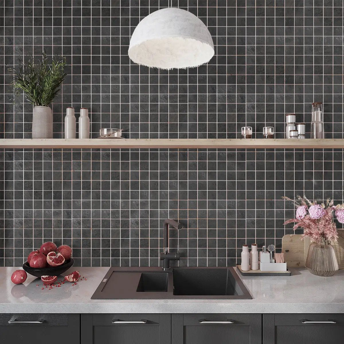 Slate Black 12x12 Matte Uniform Square Porcelain Mosaic Tile (11 pack, 10.65 sq ft/case) by Apollo Tile