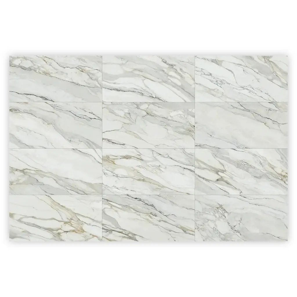 White with Gray Vein 24x48 Polished Porcelain Large Format Tile (2 pack, 15.42 sq ft/case) by Apollo Tile