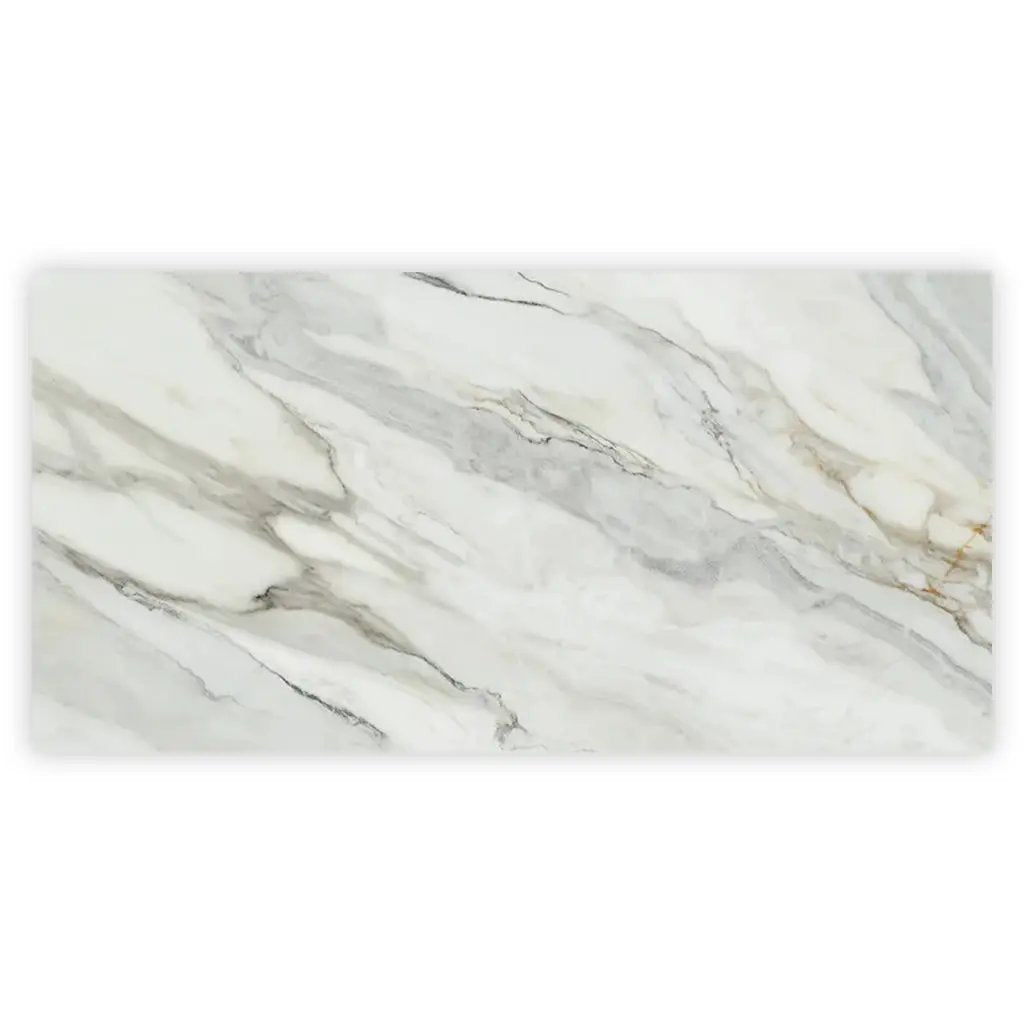 White with Gray Vein 24x48 Polished Porcelain Large Format Tile (2 pack, 15.42 sq ft/case) by Apollo Tile