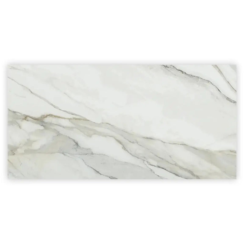 White with Gray Vein 24x48 Polished Porcelain Large Format Tile (2 pack, 15.42 sq ft/case) by Apollo Tile