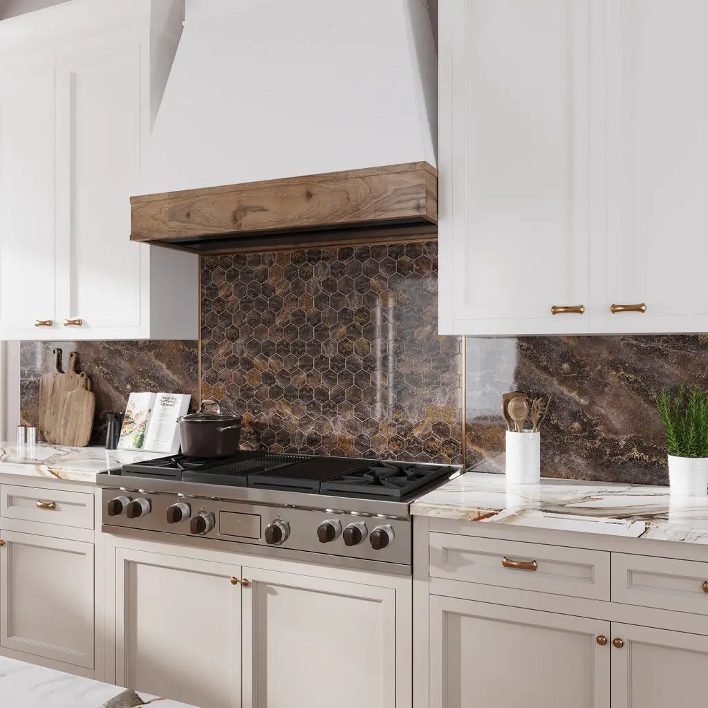 Brown 9x13 Polished Hexagon Porcelain Mosaic Tile (9 pack, 7.09 sq ft/case) by Apollo Tile