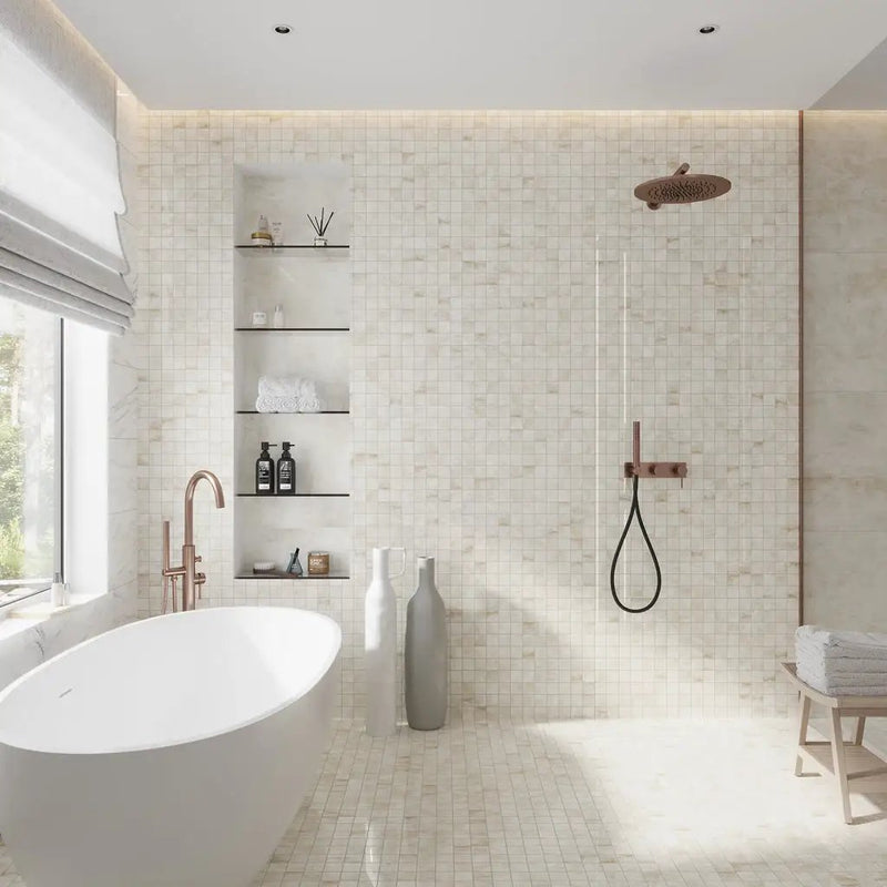 Light Cream Beige 12x12 Lappato Square Porcelain Mosaic Tile (5 pack, 4.84 sq ft/case) by Apollo Tile