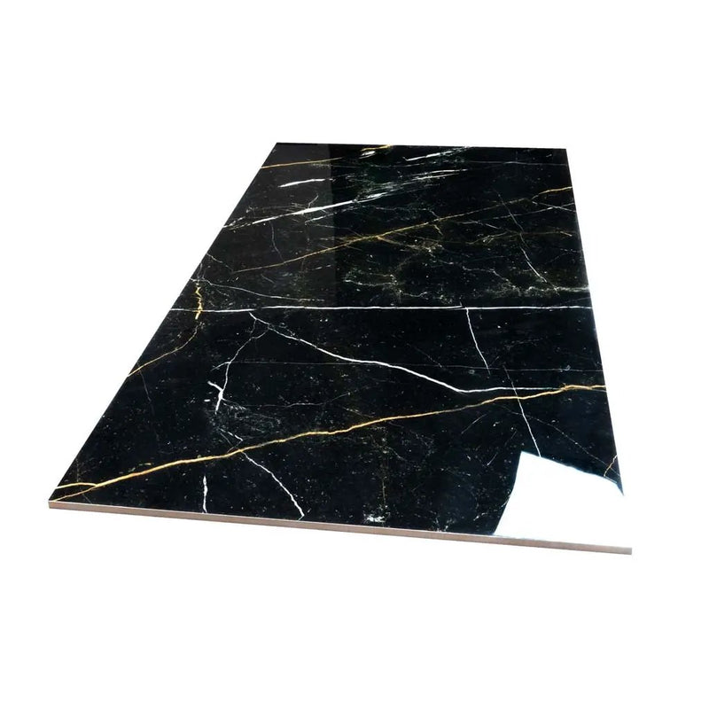 Sable Black 24x48 Polished Porcelain Large Format Tile (2 pack, 15.55 sq ft/case) by Apollo Tile