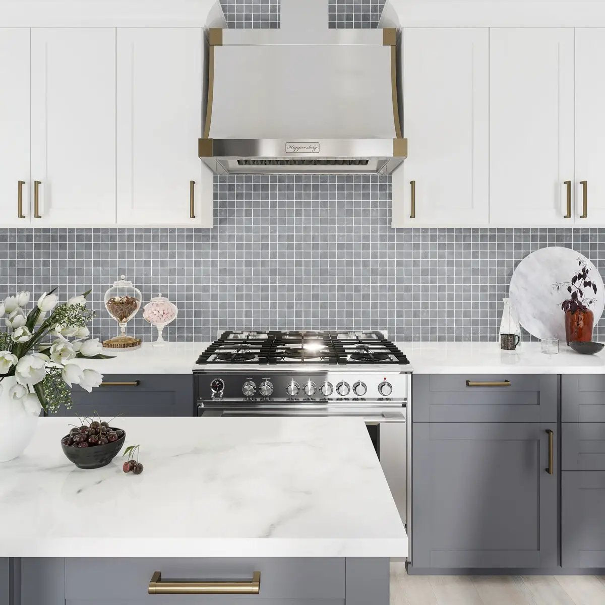 Gray 12x12 Matte Uniform Square Porcelain Mosaic Tile (11 pack, 10.65 sq ft/case) by Apollo Tile