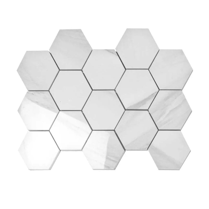 Cotton White 9x13 Polished Hexagon Porcelain Mosaic Tile (9 pack, 7.09 sq ft/case) by Apollo Tile
