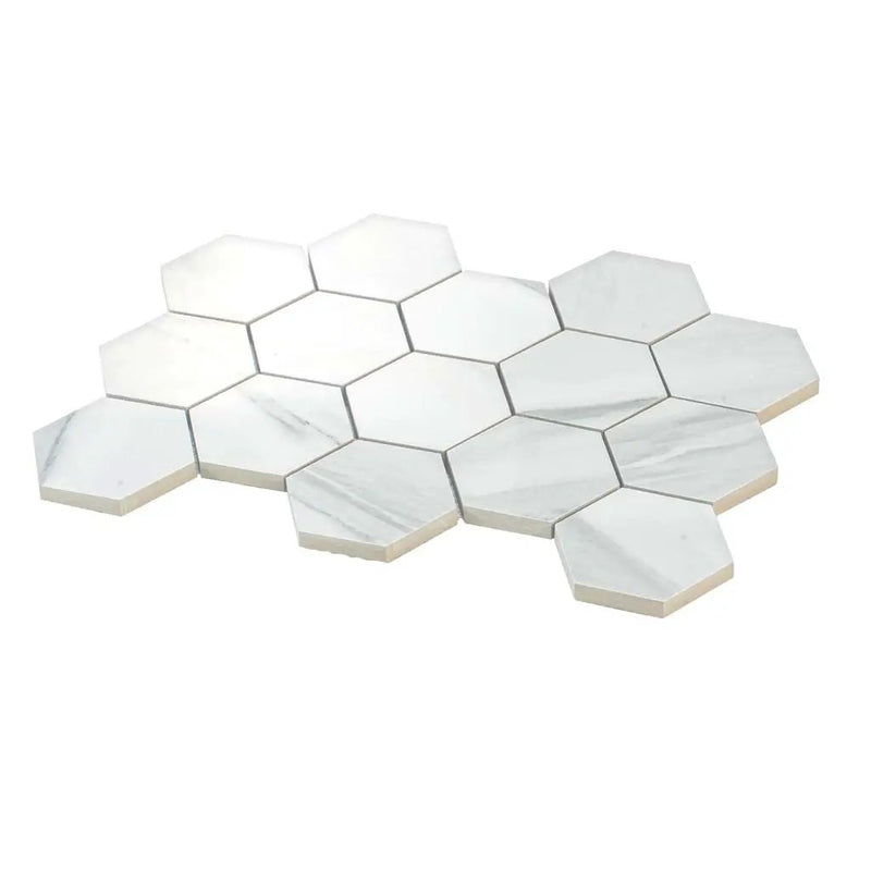 Cotton White 9x13 Polished Hexagon Porcelain Mosaic Tile (9 pack, 7.09 sq ft/case) by Apollo Tile