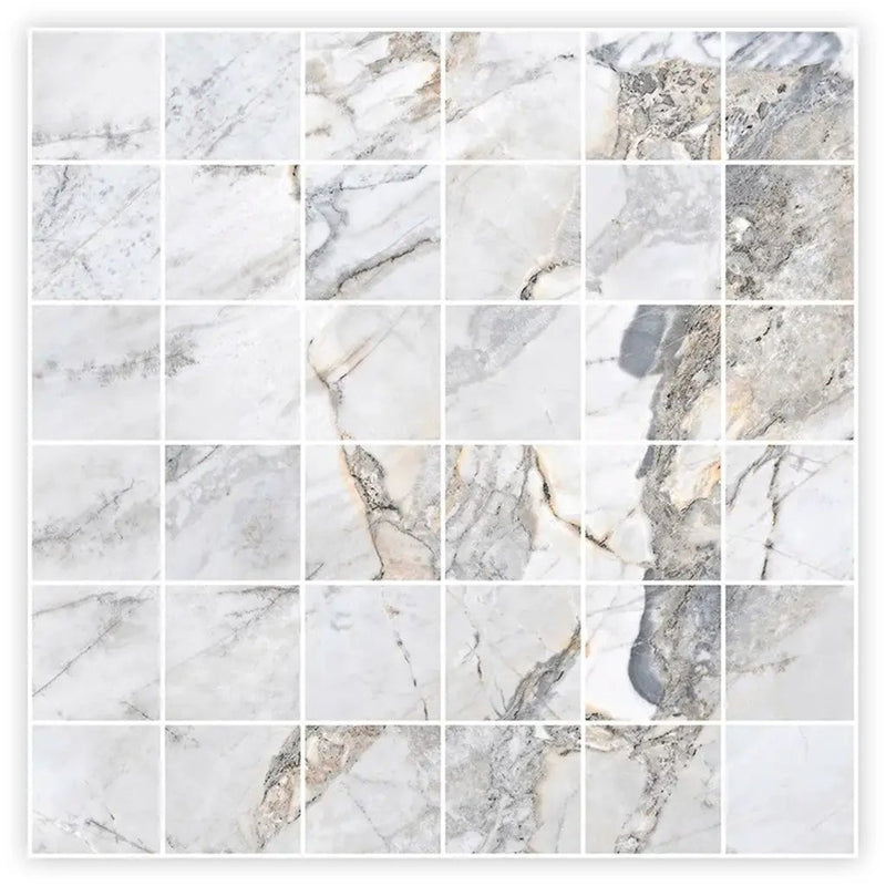 Pale Gray 12x12 Polished Square Porcelain Mosaic Tile (11 pack, 10.65 sq ft/case) by Apollo Tile