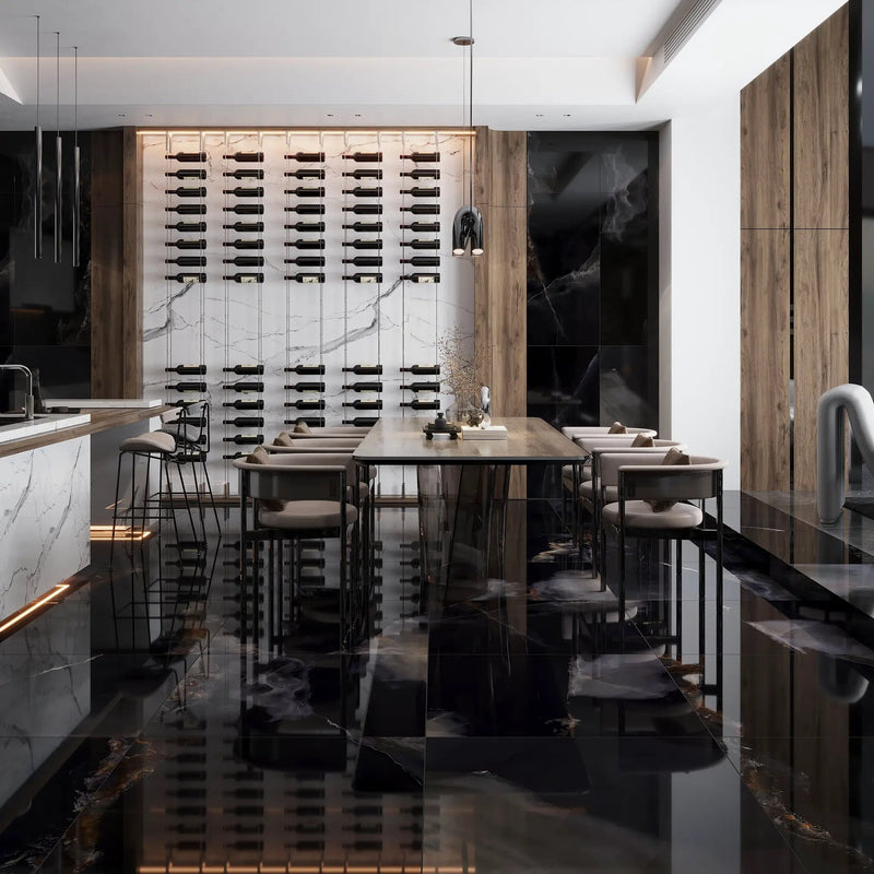 Black 36x36 Lappato Square Porcelain Large Format Tile (2 pack, 17.4375 sq ft/case) by Apollo Tile