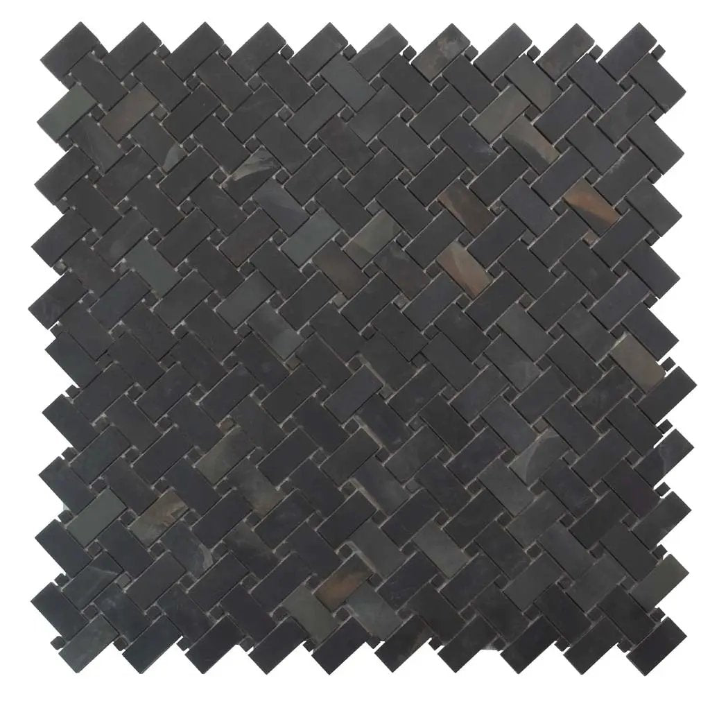 Black 12x12 Matte Basketweave Porcelain Mosaic Tile (5 pack, 4.84 sq ft/case) by Apollo Tile