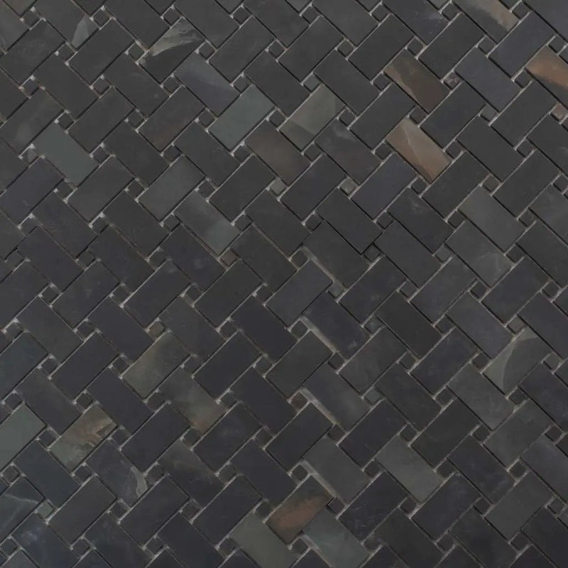 Black 12x12 Matte Basketweave Porcelain Mosaic Tile (5 pack, 4.84 sq ft/case) by Apollo Tile