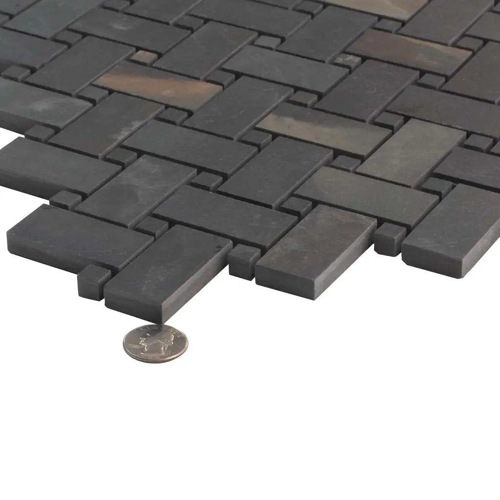 Black 12x12 Matte Basketweave Porcelain Mosaic Tile (5 pack, 4.84 sq ft/case) by Apollo Tile