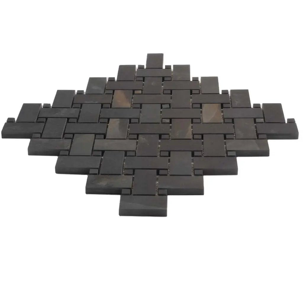 Black 12x12 Matte Basketweave Porcelain Mosaic Tile (5 pack, 4.84 sq ft/case) by Apollo Tile
