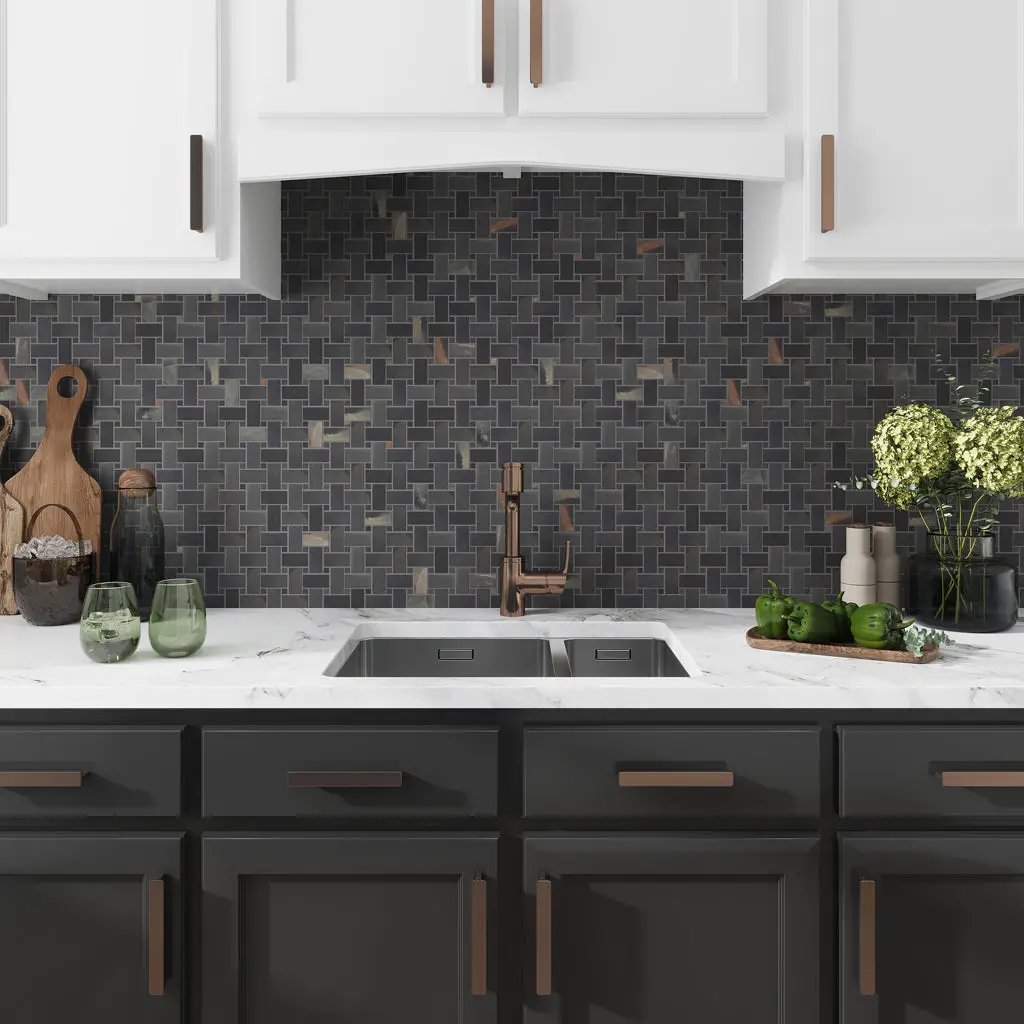 Black 12x12 Matte Basketweave Porcelain Mosaic Tile (5 pack, 4.84 sq ft/case) by Apollo Tile
