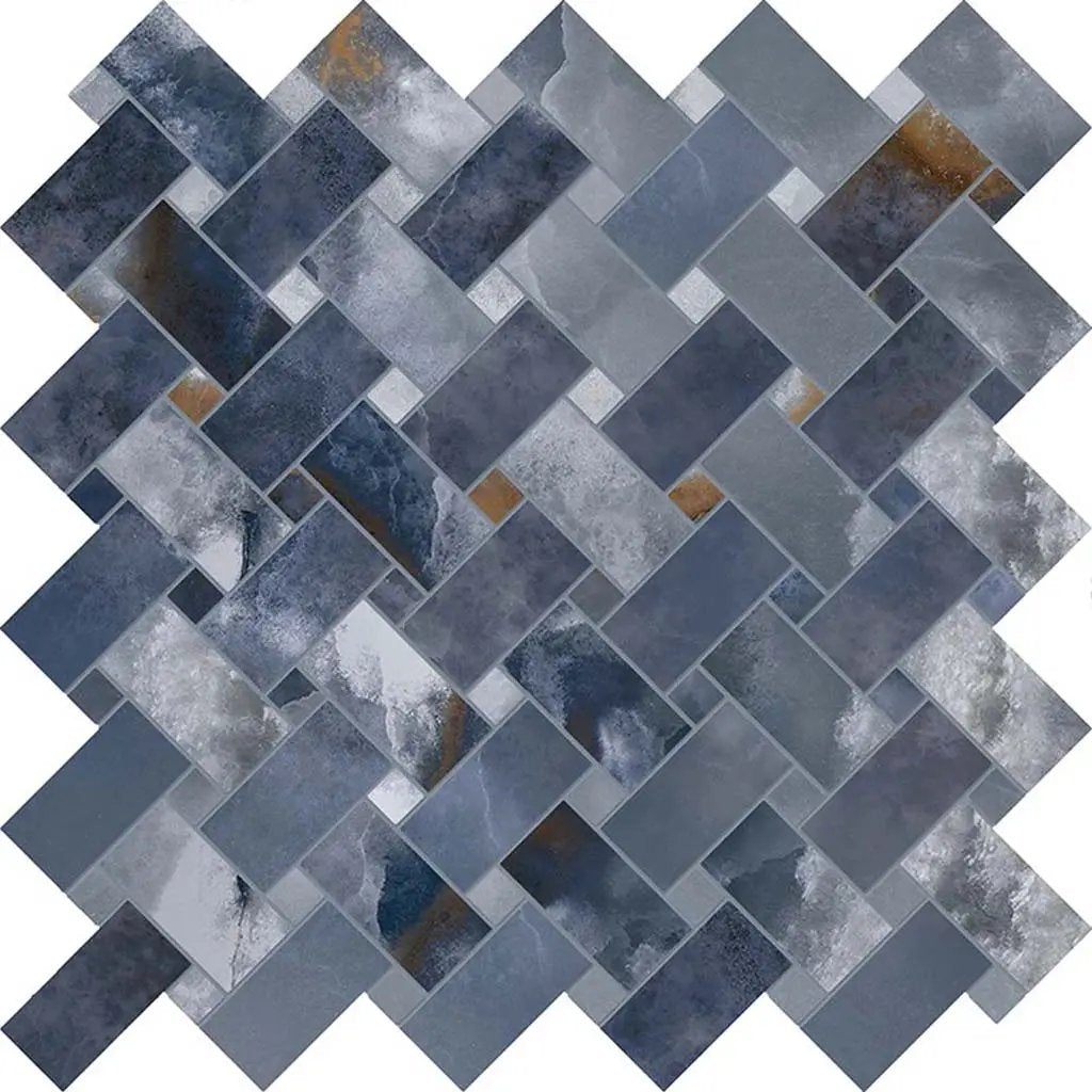 Blue 12x12 Matte Basketweave Porcelain Mosaic Tile (5 pack, 4.84 sq ft/case) by Apollo Tile