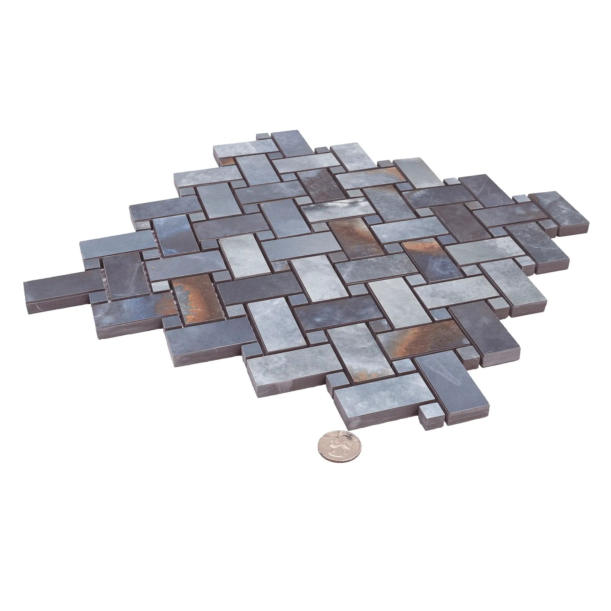 Blue 12x12 Matte Basketweave Porcelain Mosaic Tile (5 pack, 4.84 sq ft/case) by Apollo Tile