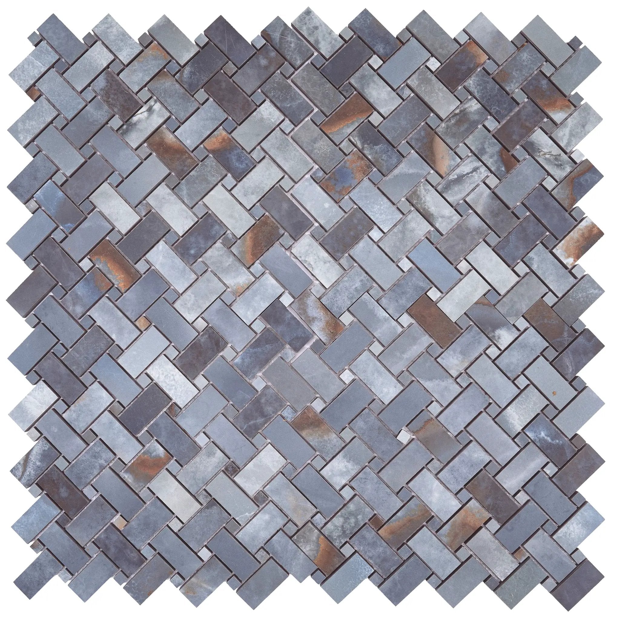 Blue 12x12 Matte Basketweave Porcelain Mosaic Tile (5 pack, 4.84 sq ft/case) by Apollo Tile