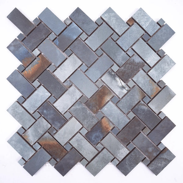 Blue 12x12 Matte Basketweave Porcelain Mosaic Tile (5 pack, 4.84 sq ft/case)