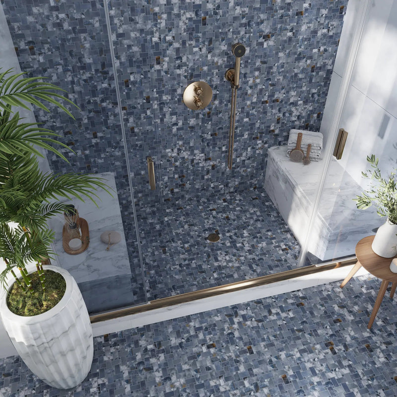 Blue 12x12 Matte Basketweave Porcelain Mosaic Tile (5 pack, 4.84 sq ft/case) by Apollo Tile