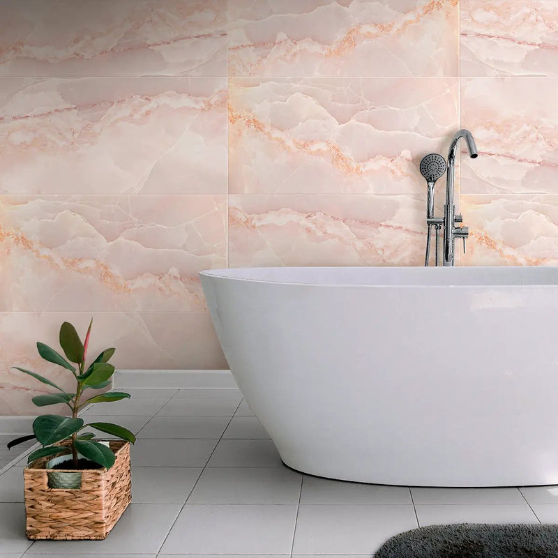 Crepe Pink 24x48 Lappato Porcelain Large Format Tile (2 pack, 15.5 sq ft/case) by Apollo Tile