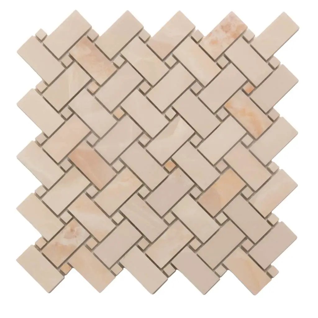 Crepe Pink 12x12 Matte Basketweave Porcelain Mosaic Tile (5 pack, 4.84 sq ft/case) by Apollo Tile
