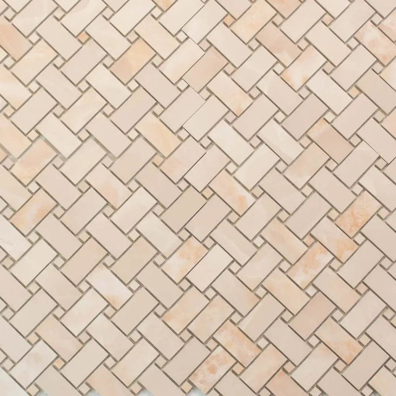 Crepe Pink 12x12 Matte Basketweave Porcelain Mosaic Tile (5 pack, 4.84 sq ft/case)