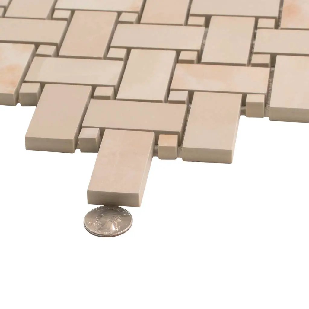 Crepe Pink 12x12 Matte Basketweave Porcelain Mosaic Tile (5 pack, 4.84 sq ft/case)