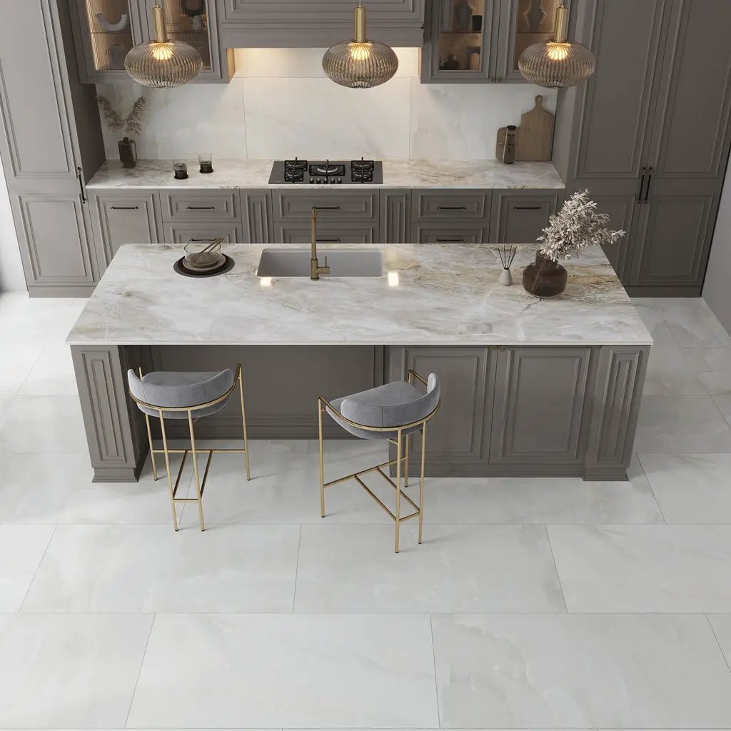Alabaster White 24x48 Lappato Porcelain Large Format Tile (2 pack, 15.5 sq ft/case) by Apollo Tile