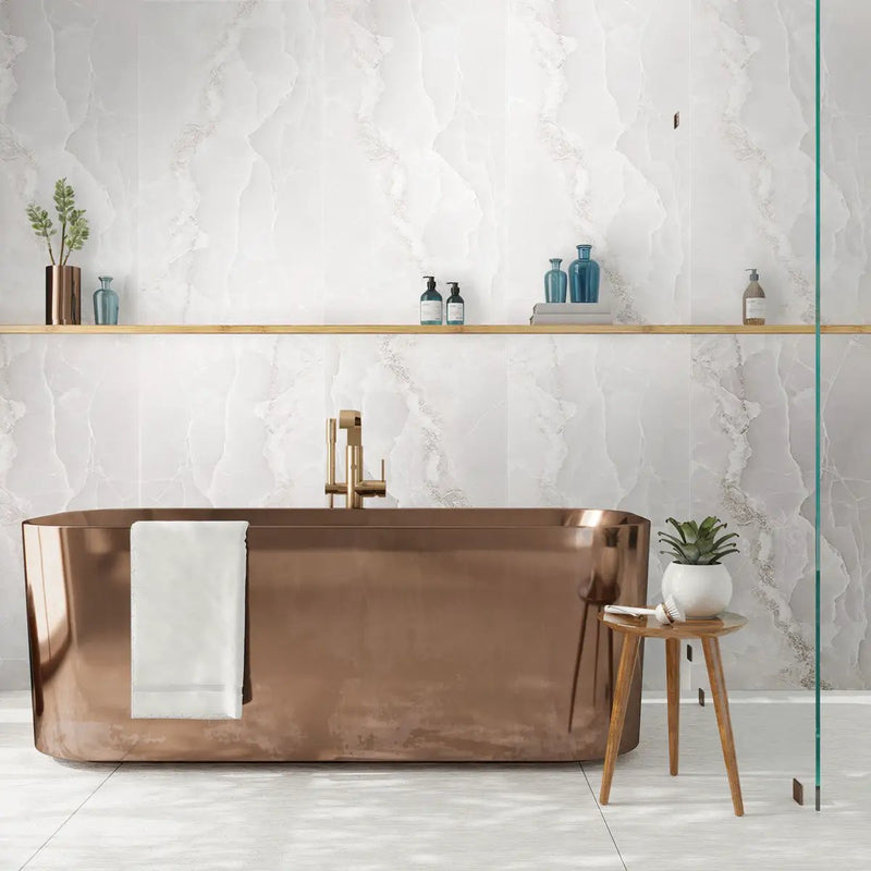 Alabaster White 24x48 Lappato Porcelain Large Format Tile (2 pack, 15.5 sq ft/case) by Apollo Tile