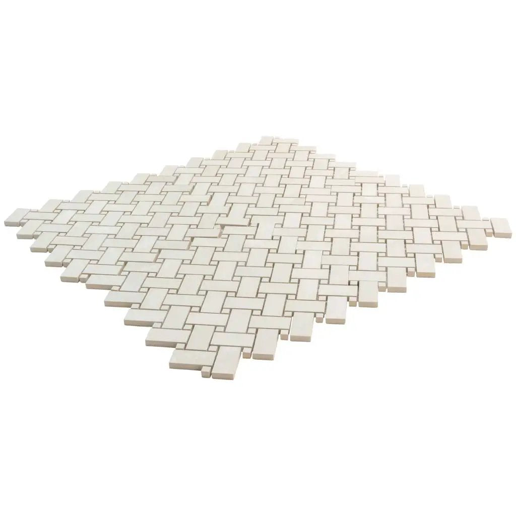 Alabaster White 12x12 Matte Basketweave Porcelain Mosaic Tile (5 pack, 4.84 sq ft/case) by Apollo Tile