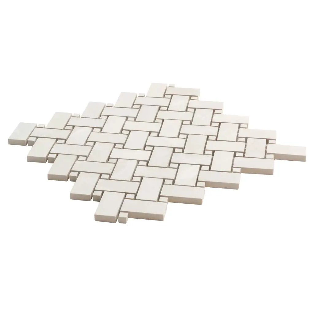 Alabaster White 12x12 Matte Basketweave Porcelain Mosaic Tile (5 pack, 4.84 sq ft/case) by Apollo Tile