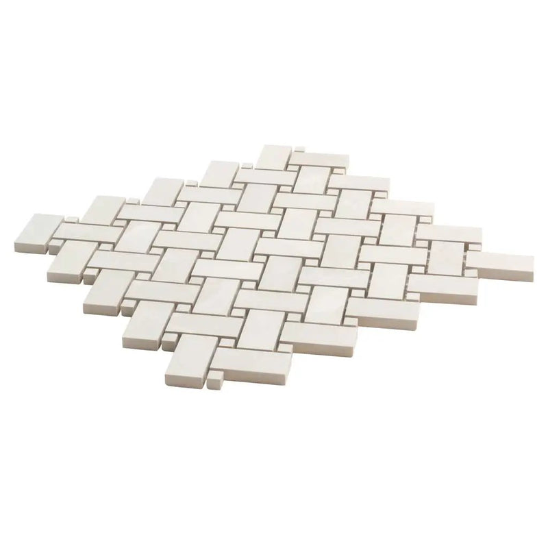 Alabaster White 12x12 Matte Basketweave Porcelain Mosaic Tile (5 pack, 4.84 sq ft/case) by Apollo Tile
