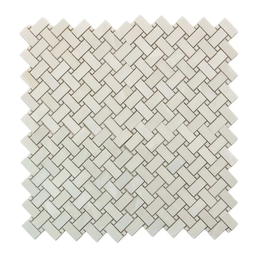 Alabaster White 12x12 Matte Basketweave Porcelain Mosaic Tile (5 pack, 4.84 sq ft/case) by Apollo Tile