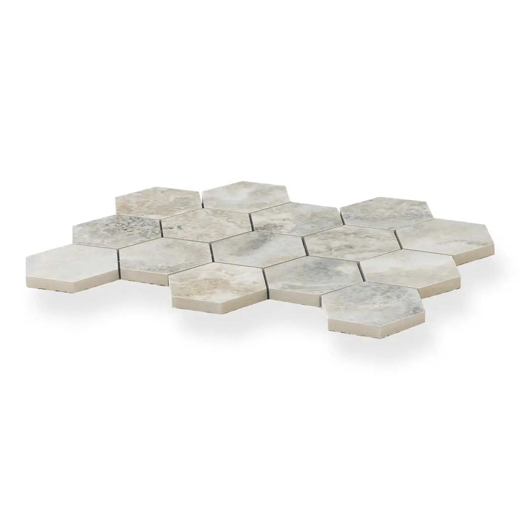 Light Taupe Beige 9x13 Polished Hexagon Porcelain Mosaic Tile (9 pack, 7.09 sq ft/case) by Apollo Tile