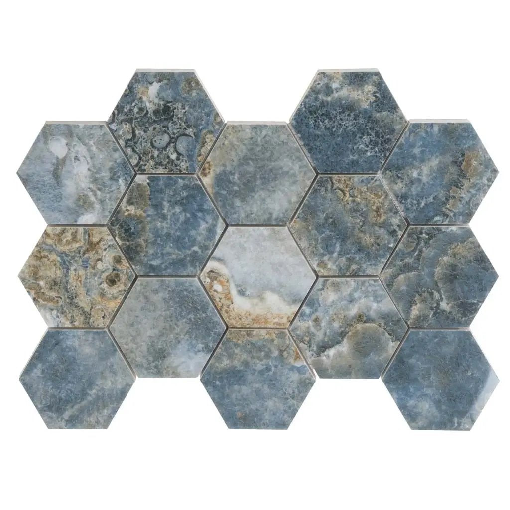 Hale Navy 9x13 Polished Hexagon Porcelain Mosaic Tile (9 pack, 7.09 sq ft/case) by Apollo Tile