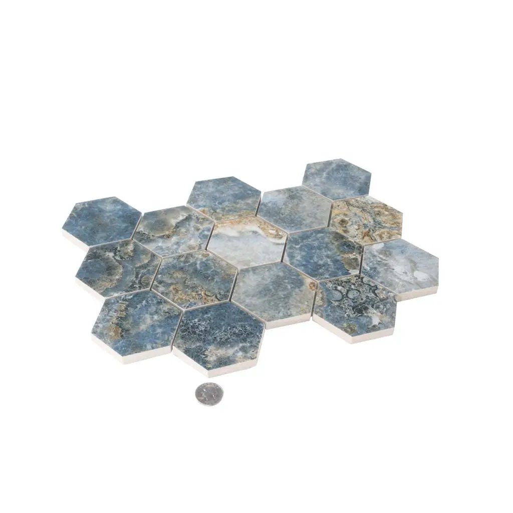 Hale Navy 9x13 Polished Hexagon Porcelain Mosaic Tile (9 pack, 7.09 sq ft/case) by Apollo Tile
