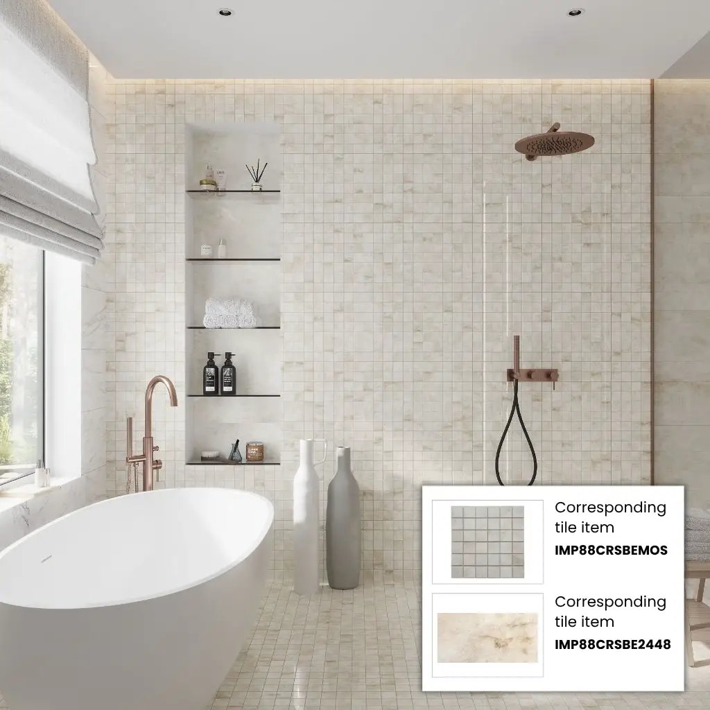 Light Cream Beige 12x12 Lappato Square Porcelain Mosaic Tile (5 pack, 4.84 sq ft/case) by Apollo Tile