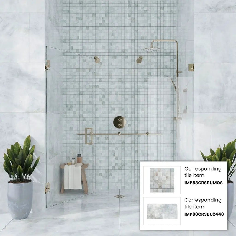 Frosted Sky Blue 12x12 Lappato Square Porcelain Mosaic Tile (5 pack, 4.84 sq ft/case) by Apollo Tile